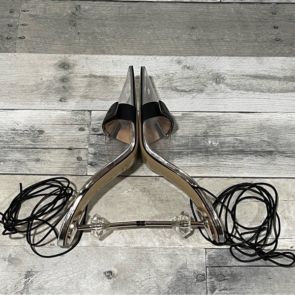 MACH & MACH Kelly Logo Strap Clear Pointed Toe Pump - black - Sz - 8 .US/38 EU - Picture 8 of 15